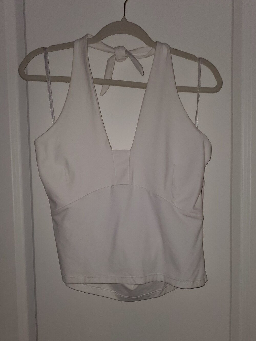 Anthropologie Ivory Halter Tie Crop Top